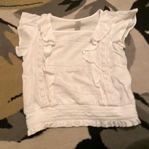 Girls- Justice size 8 white ruffle crop